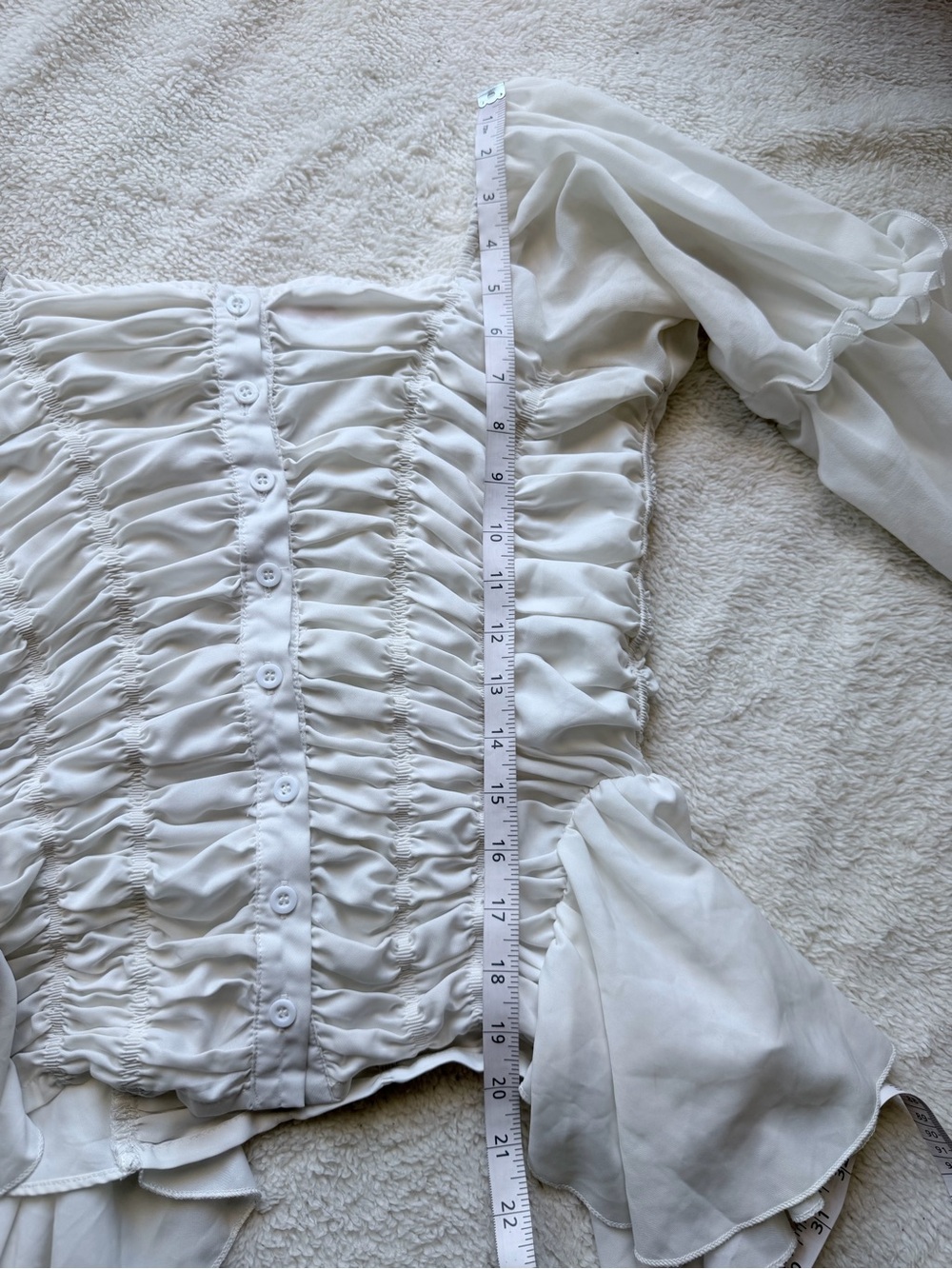 Elegant White Ruched Women's Top - Picture 7 of 10